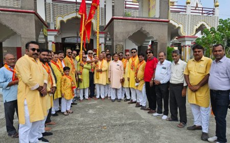 श्री रामलीला अनाज मंडी में श्री राम ध्वज की स्थापना