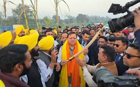 मुख्यमंत्री पुष्कर सिंह धामी का खटीमा में भव्य स्वागत, किसानों से की समस्याओं पर चर्चा