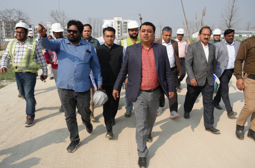 जिलाधिकारी का एम्स किच्छा निरीक्षण, धीमी प्रगति पर जताई नाराजगी