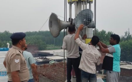 बिना अनुमति एवं निर्धारित मानकों के विपरीत संचालित लाउडस्पीकरों पर की गई कार्रवाई